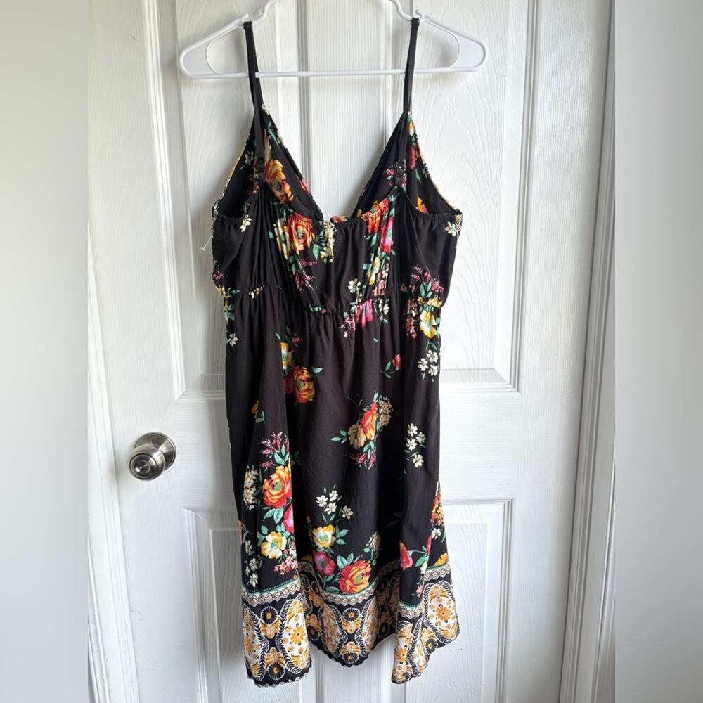 Janette Plus NWOT Black and Green Mini Sundress Spaghetti Strap